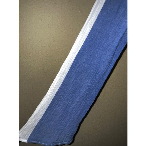 Elan Blue White Striped Wrap Top Long Sleeve Size Large Thin Light Weight Cotton - Picture 5 of 7